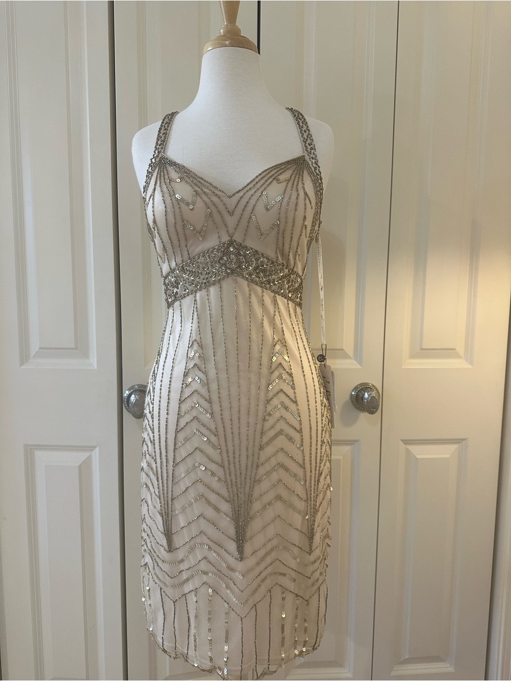 Sue Wong Gold Beaded sequin Mini Dress - Picture 2 of 8
